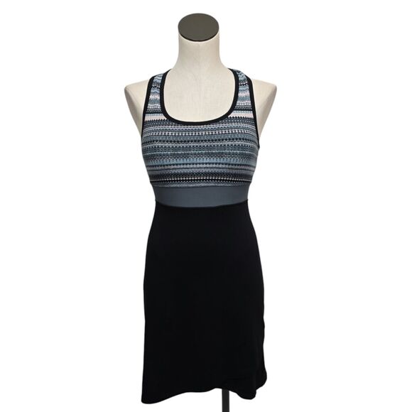 Title Nine Womens Connelly Racerback Dress Size XS Striped Boho Black Shelf Bra - Picture 1 of 10